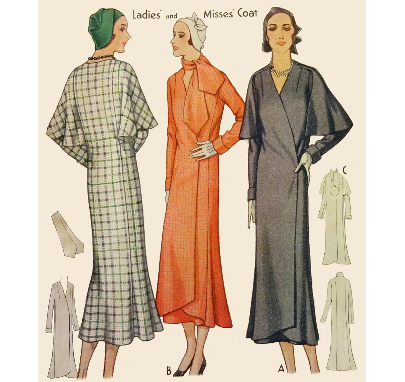 1930s Style Over Coat With Capelet and Scarf Custom Made in Your Size From a Vintage Pattern 1931