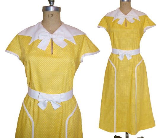 1930s Style Pointed Bow Collar Slim Skirt Dress Custom Made in Your Size From a Vintage Pattern 1934