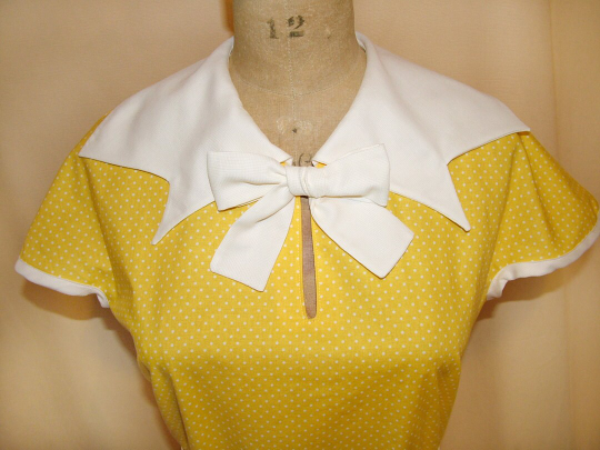 1930s Style Pointed Bow Collar Slim Skirt Dress Custom Made in Your Size From a Vintage Pattern 1934