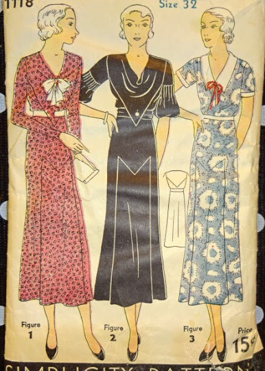 1930s Style Cowl Neck Balloon Sleeve Dress with Pointed Seam Skirt Custom Made in Your Size From a Vintage Pattern 1933