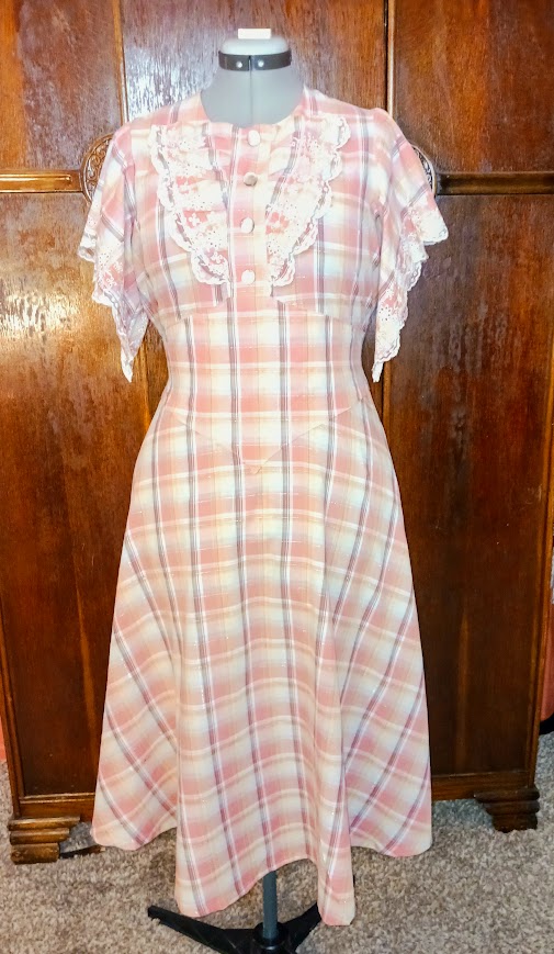 1930s Style Flutter or Puffed Sleeve Dress with Pointed Midriff and Flared Skirt Custom Made in Your Size From a Vintage Pattern 1933