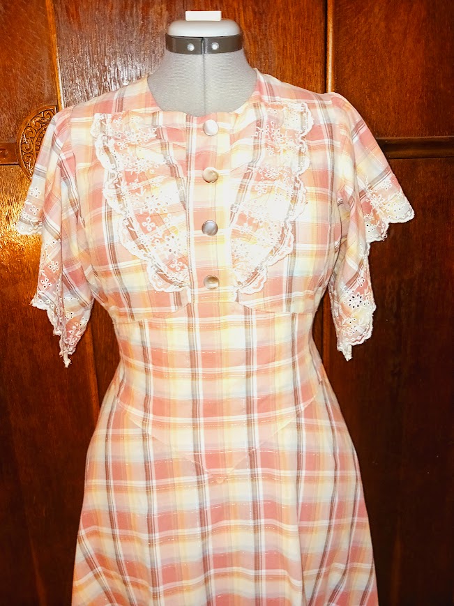 1930s Style Flutter or Puffed Sleeve Dress with Pointed Midriff and Flared Skirt Custom Made in Your Size From a Vintage Pattern 1933