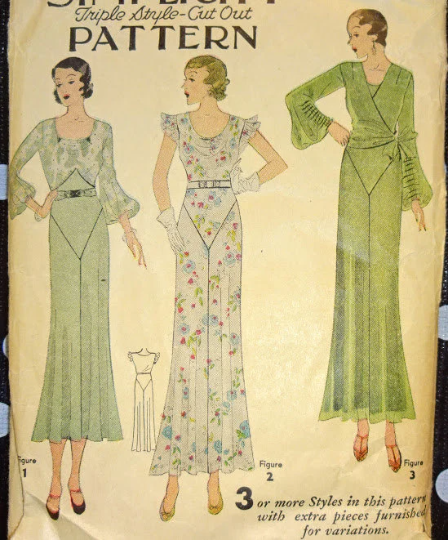 1930s Style Cowl Neck Balloon Sleeve Dress with Pointed Seam Skirt and Over Blouse Custom Made in Your Size From a Vintage Pattern 1933