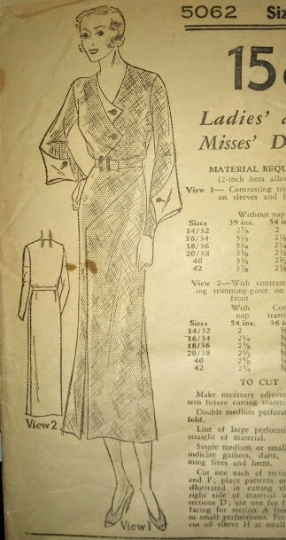 1930s Style Surplice V Neck Dress with Art Deco Seam Lines and Slim Skirt Custom Made in Your Size From a Vintage Pattern 1934