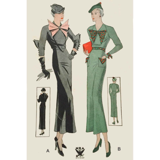 1930s Style Sci Fi Sleeve Dress with Huge Bow and Slim Skirt Custom Made in Your Size From a Vintage Pattern 1933