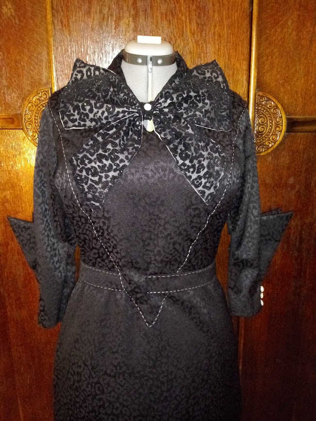 1930s Style Sci Fi Sleeve Dress with Huge Bow and Slim Skirt Custom Made in Your Size From a Vintage Pattern 1933