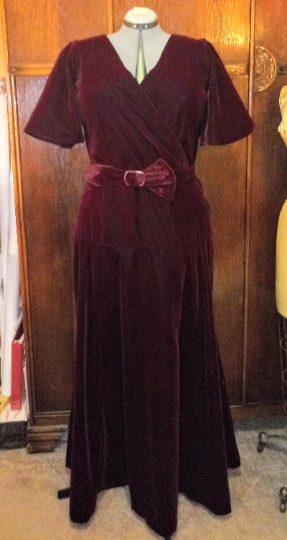 1930s Style Formal Surplice Long Dress With Ruffles and Balloon Sleeve or Short Cape Custom Made in Your Size From a Vintage Pattern 1934