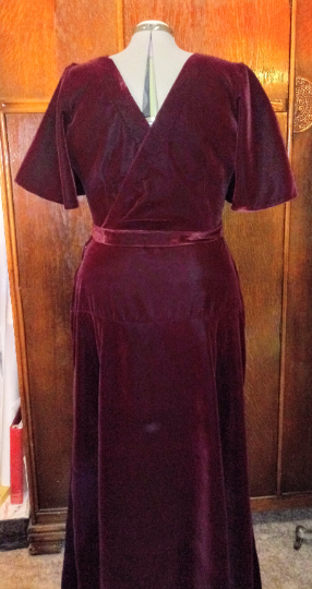 1930s Style Formal Surplice Long Dress With Ruffles and Balloon Sleeve or Short Cape Custom Made in Your Size From a Vintage Pattern 1934