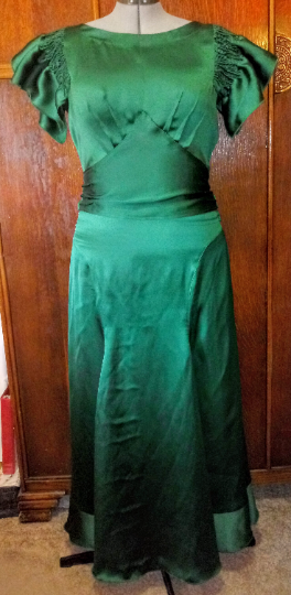 1930s Style Balloon Sleeve Dress with Art Deco Curved Seam Skirt Custom Made in Your Size From a Vintage Pattern 1933