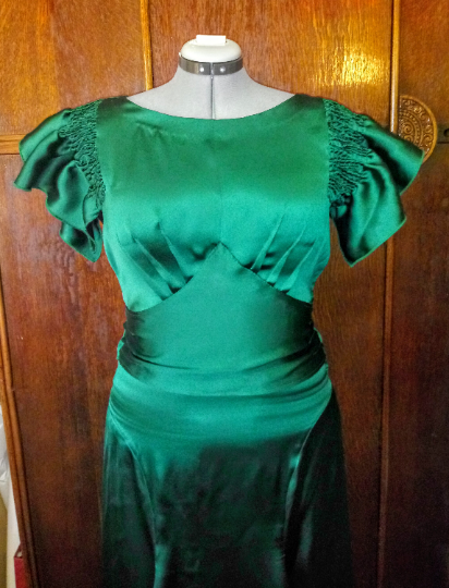 1930s Style Balloon Sleeve Dress with Art Deco Curved Seam Skirt Custom Made in Your Size From a Vintage Pattern 1933