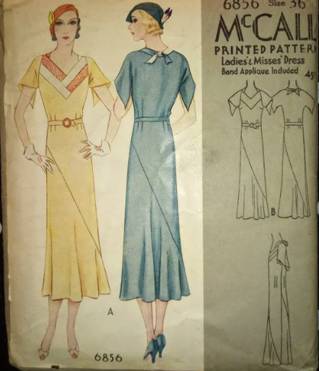 1930s Style Crosshatch Neck Dress with Pointed Short Sleeves and Asymmetrical Skirt Custom Made in Your Size From a Vintage Pattern 1932