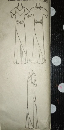 1930s Style Crosshatch Neck Dress with Pointed Short Sleeves and Asymmetrical Skirt Custom Made in Your Size From a Vintage Pattern 1932