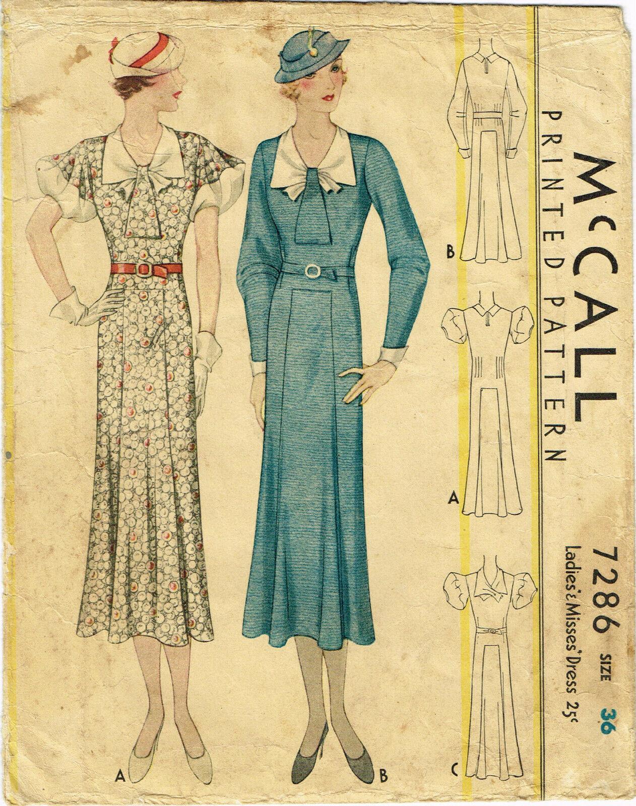 1930s Style V Neck Square Wrap Collar Dress with Balloon Sleeves Custom Made in Your Size From a Vintage Pattern 1933