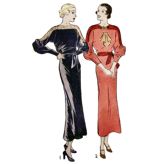 1930s Style Unique Puffed Elbow Ragalan Sleeve Slim Skirt Dress Custom Made in Your Size From a Vintage Pattern 