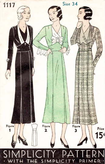 1930s Style Surplice Mock Jacket Dress with Fitted Midriff and Kick Pleats Custom Made in Your Size From a Vintage Pattern 1933