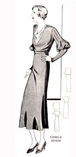 1930s Style Cowl Neck Balloon Mutton Sleeve Bias Cut Dress Custom Made in Your Size From a Vintage Pattern 1933