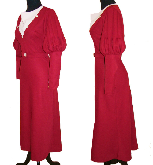 1930s Style Cowl Neck Balloon Mutton Sleeve Bias Cut Dress Custom Made in Your Size From a Vintage Pattern 1933
