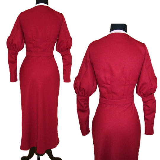 1930s Style Cowl Neck Balloon Mutton Sleeve Bias Cut Dress Custom Made in Your Size From a Vintage Pattern 1933