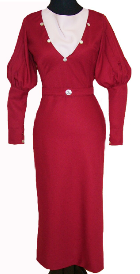 1930s Style Cowl Neck Balloon Mutton Sleeve Bias Cut Dress Custom Made in Your Size From a Vintage Pattern 1933