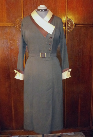 1930s Style Double Collar Dress with Double Cuffs Custom Made in Your Size From a Vintage Pattern 1934