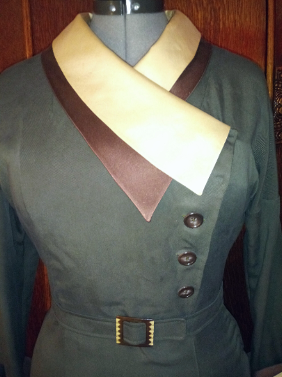 1930s Style Double Collar Dress with Double Cuffs Custom Made in Your Size From a Vintage Pattern 1934