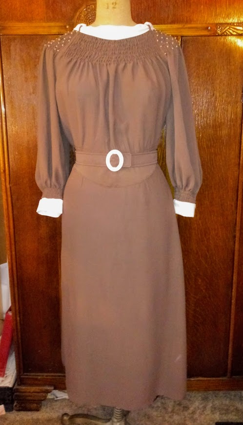 1930s Style Mega Shirred Yoke Bodice with Bishop Sleeves and Slim Skirt Custom Made in Your Size From a Vintage Pattern 1936