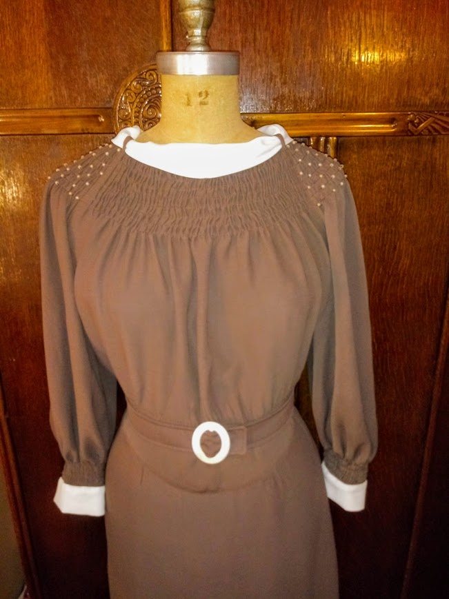 1930s Style Mega Shirred Yoke Bodice with Bishop Sleeves and Slim Skirt Custom Made in Your Size From a Vintage Pattern 1936