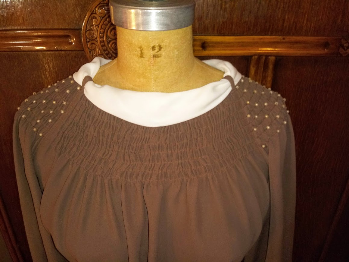 1930s Style Mega Shirred Yoke Bodice with Bishop Sleeves and Slim Skirt Custom Made in Your Size From a Vintage Pattern 1936