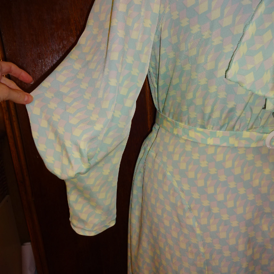 1930s Style Jabot Collar Dress with Balloon Sleeves and Slim Skirt Custom Made in Your Size From a Vintage Pattern 1935