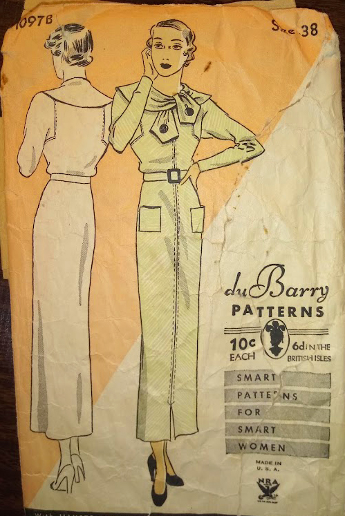 1930s Style Scarf Collar Dress with Slim Skirt Custom Made in Your Size From a Vintage Pattern 1935