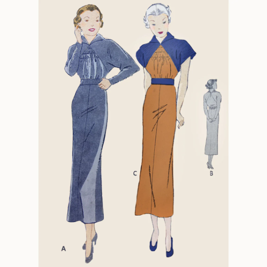 1930s Style Wing Collar Raglan Bat Sleeve Dress Custom Made in Your Size From a Vintage Pattern 1935