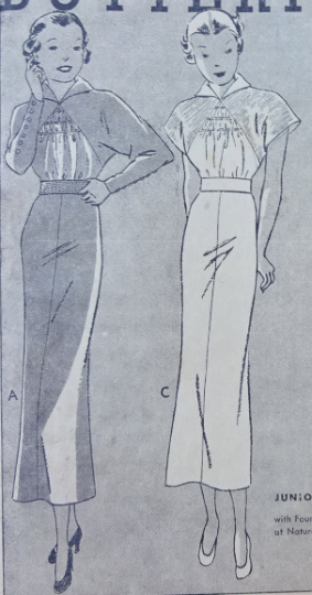 1930s Style Wing Collar Raglan Bat Sleeve Dress Custom Made in Your Size From a Vintage Pattern 1935