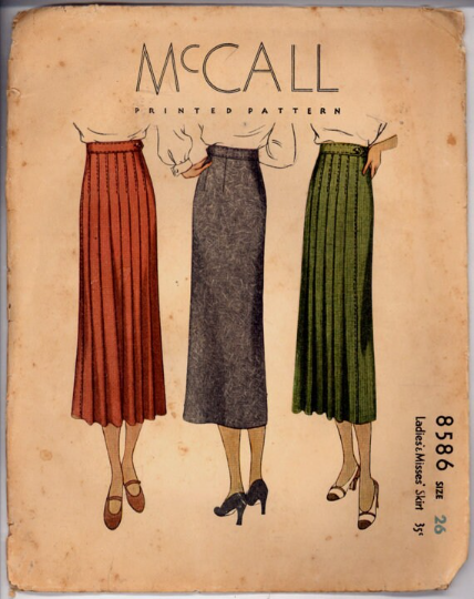 1930s Style Basic Knife Pleated Skirt Custom Made in Your Size From a Vintage Pattern 1935