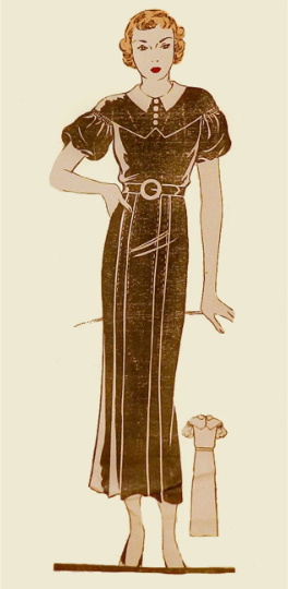 1930s Style Drop Shoulder Balloon Sleeve Slim Skirt Dress Custom Made in Your Size From a Vintage Pattern 1935