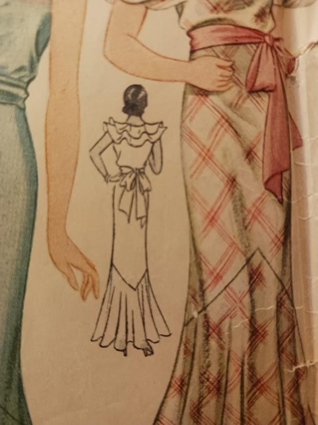 1930s Style Evening Dress with Ruffle Collar and Mermaid Hem Custom Made in Your Size From a Vintage Pattern 1936