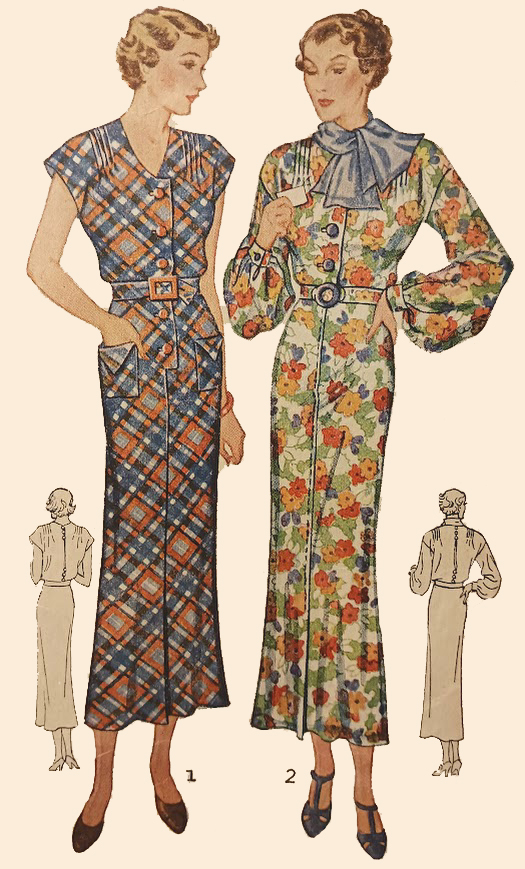 1930s Style Bishop Sleeve Shirt Dress with Custom Made in Your Size From a Vintage Pattern 1935