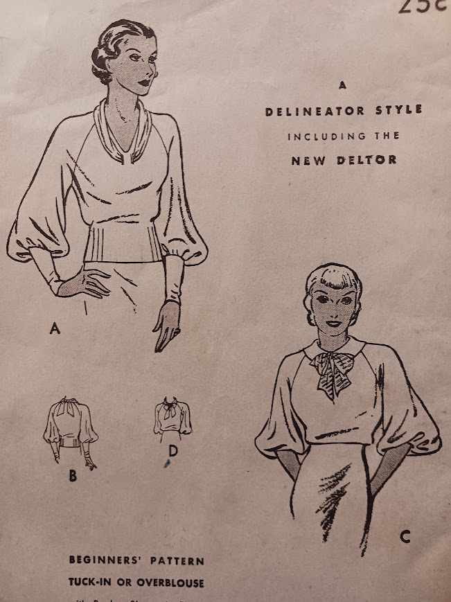 1930s Style Raglan Bishop Sleeve Tuck in Over Blouse Custom Made in Your Size From a Vintage Pattern 1933