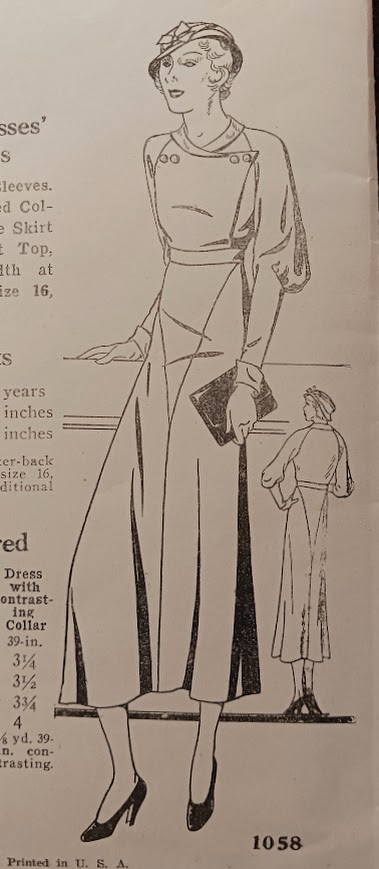 1930s Style Double Breasted Raglan Bishop Sleeve Dress Custom Made in Your Size From a Vintage Pattern 1933