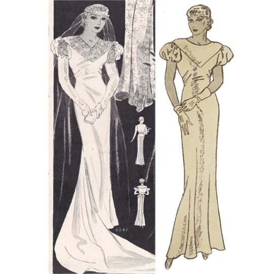 1930s Style Bias Cut Wedding or Formal Dress with or Without Train Custom Made in Your Size From a Vintage Pattern 1934