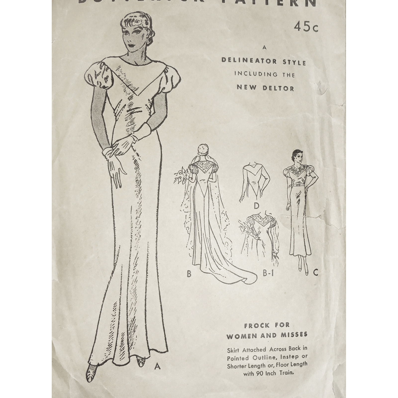 1930s Style Bias Cut Wedding or Formal Dress with or Without Train Custom Made in Your Size From a Vintage Pattern 1934