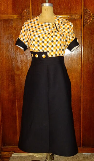 1930s Style Art Deco Asymmetrical Square Neck Side Bow Dress Custom Made in Your Size From a Vintage Pattern 1934