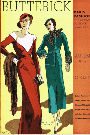 1930s Style Pointed Bib Collar or Surplice Dress with Flange Cuffs Custom Made in Your Size From a Vintage Pattern 1932