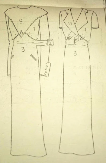 1930s Style Pointed Bib Collar or Surplice Dress with Flange Cuffs Custom Made in Your Size From a Vintage Pattern 1932