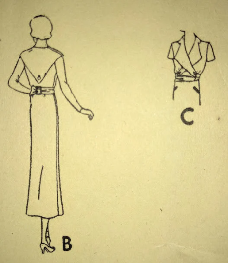1930s Style Pointed Bib Collar or Surplice Dress with Flange Cuffs Custom Made in Your Size From a Vintage Pattern 1932