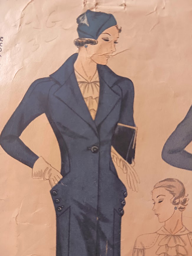 1930s Style Balloon Sleeve Jabot Blouse, Slim Skirt or Raglan Sleeve Coat Custom Made in Your Size From a Vintage Pattern 1934