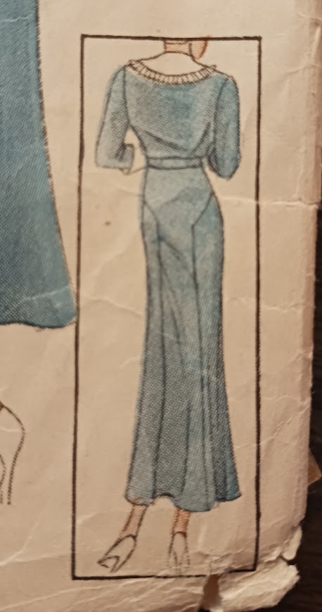 1930s Style Surplice Day Dress With Structered Art Deco Pointed Details Slim Skirt Custom Made in Your Size From a Vintage Pattern 1934