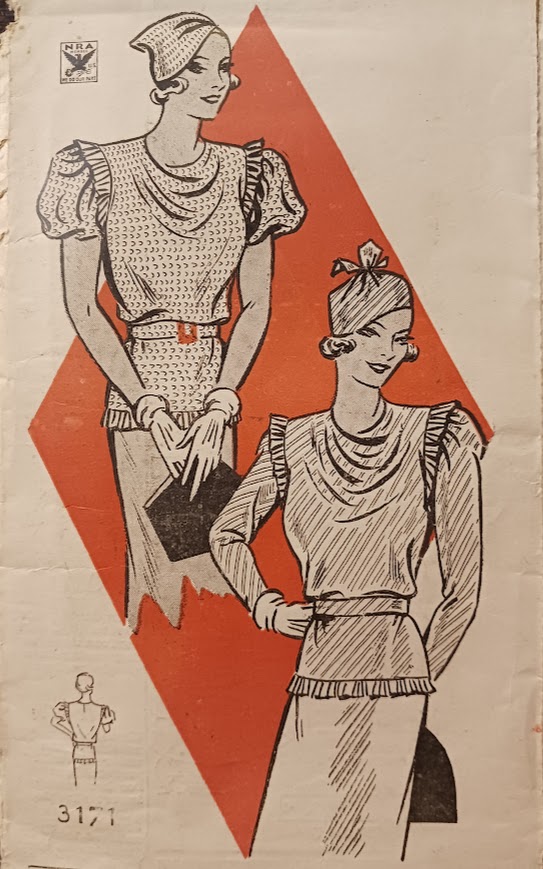 1930s Style Bias Cut Cowl Neck Puff Sleeve Blouse Custom Made in Your Size From a Vintage Pattern 1934