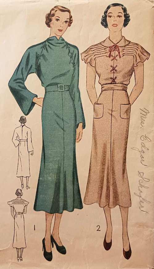 1930s Style Raglan Sleeve or Peter Pan Collar Pin Tucked Flutter Sleeve Dress Custom Made in Your Size From a Vintage Pattern 1936