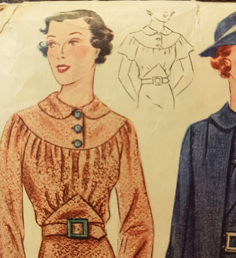 1930s Style Peter Pan Collar Dress with Gathered Bust Dress and Optional Swagger Coat Custom Made in Your Size From a Vintage Pattern 1936