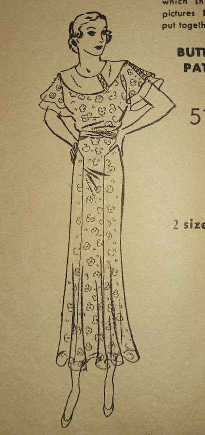 1930s Style Asymmetrical or Pointed Collar Flutter or Bishop Sleeve Dress Custom Made in Your Size From A Vintage Pattern 1935